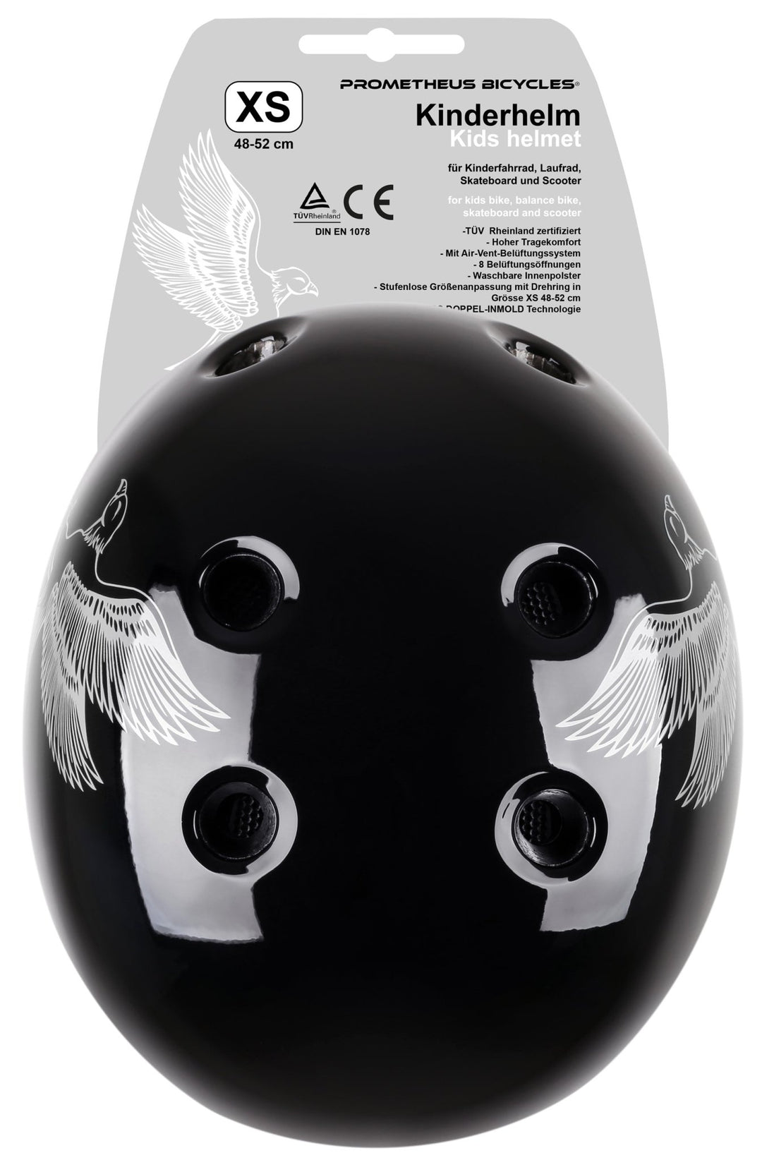 Helm Kinder Größe XS 48 - 52 cm in Weiß / Schwarz – Schutzausrüstung von prometheus - bikes | prometheus - bikes