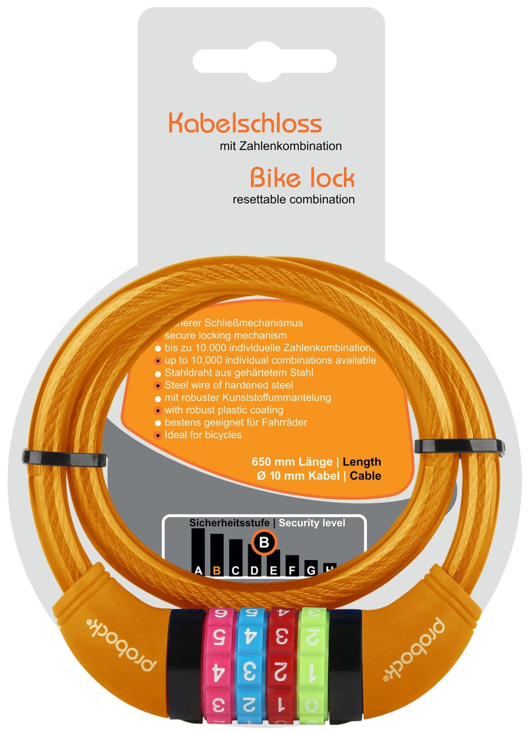 Kabelschloss (transparent) Kinder in Orange – Fahrradschlösser von prometheus - bikes | prometheus - bikes