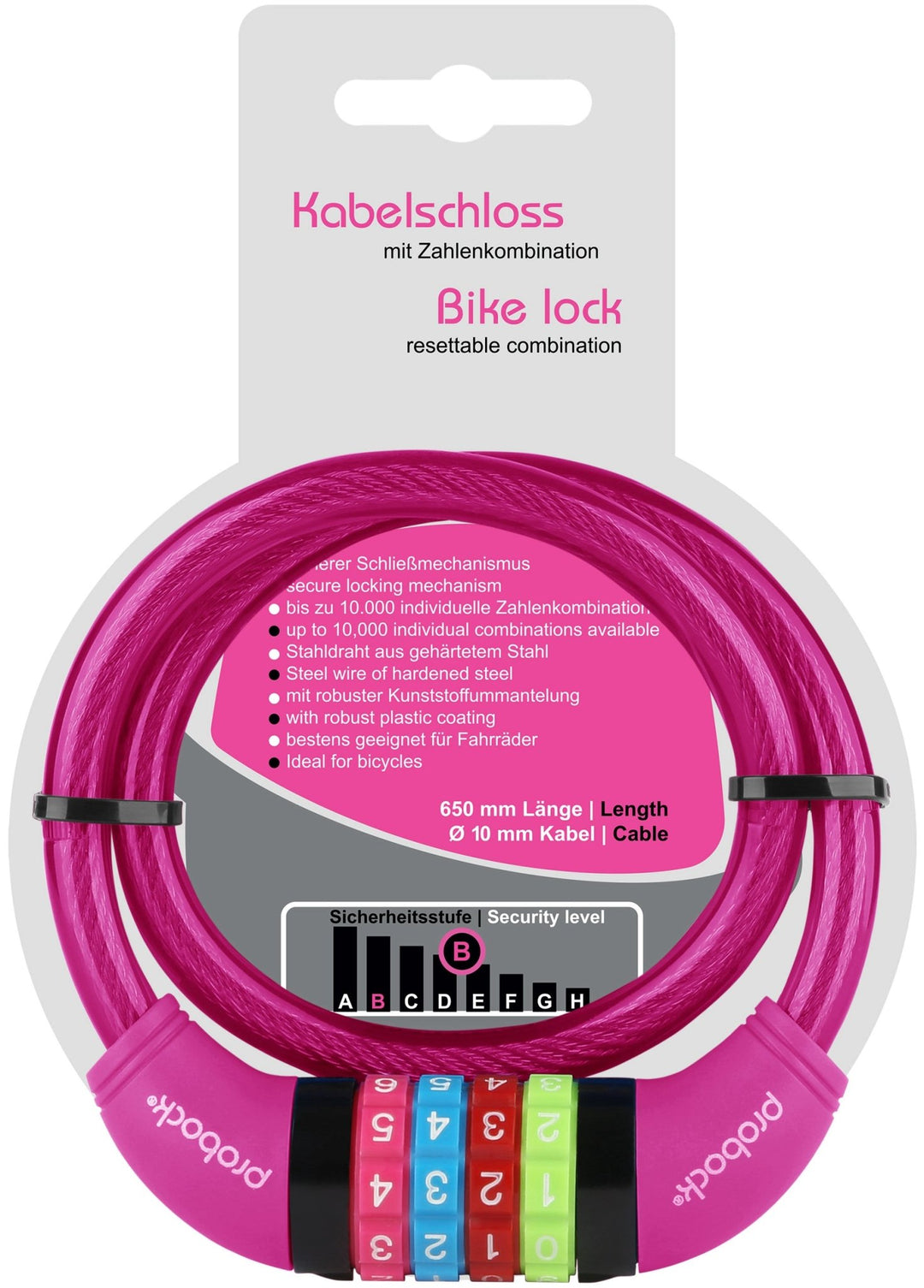 Kabelschloss (transparent) Kinder in Rosa – Fahrradschlösser von prometheus - bikes | prometheus - bikes