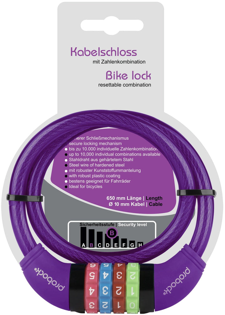 Kabelschloss (transparent) Kinder in Violett – Fahrradschlösser von prometheus - bikes | prometheus - bikes