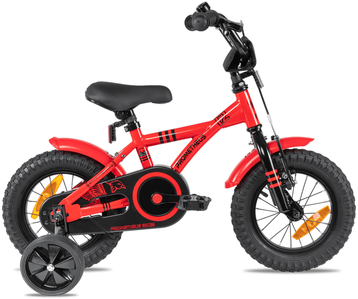 Kinderfahrrad 12 Zoll ab 3 Jahre mit Stützräder in Rot & Schwarz – Kinderfahrrad 12 Zoll von prometheus - bikes | prometheus - bikes