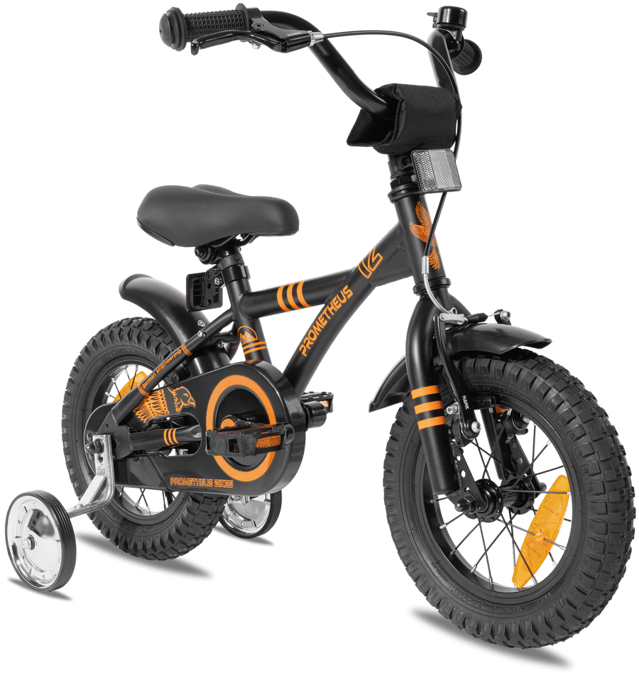 HAWK Kinderfahrrad 12 Zoll – Schwarz Matt & Orange