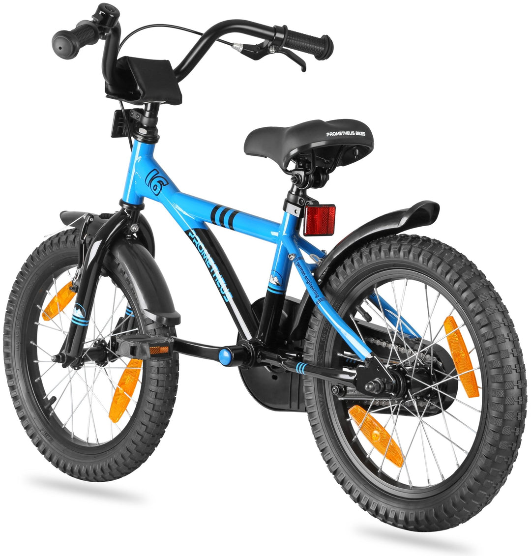 Kinderfahrrad 16 Zoll ab 4 - 5 Jahre mit Stützräder in Blau & Schwarz – Kinderfahrrad 16 Zoll von prometheus - bikes | prometheus - bikes