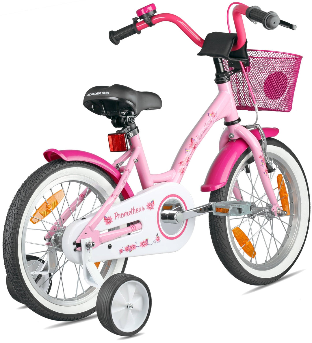 Kinderfahrrad 16 Zoll ab 4 - 5 Jahre mit Stützräder in Rosa & Weiss – Kinderfahrrad 16 Zoll von prometheus - bikes | prometheus - bikes