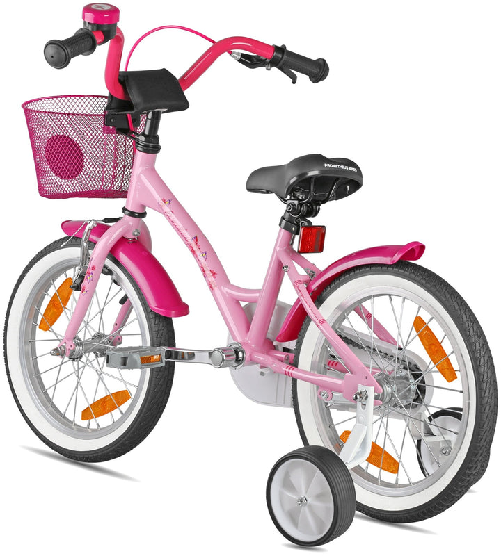 Kinderfahrrad 16 Zoll ab 4 - 5 Jahre mit Stützräder in Rosa & Weiss – Kinderfahrrad 16 Zoll von prometheus - bikes | prometheus - bikes