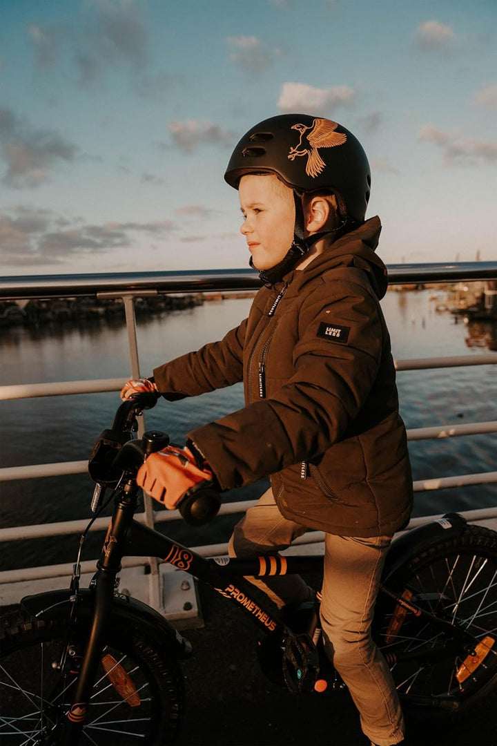 Kinderfahrrad 16 Zoll ab 4 - 5 Jahre mit Stützräder in Schwarz Matt & Orange – Kinderfahrrad 16 Zoll von prometheus - bikes | prometheus - bikes
