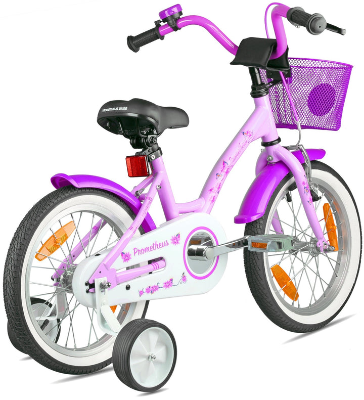 Kinderfahrrad 16 Zoll ab 4 - 5 Jahre mit Stützräder in Violett – Kinderfahrrad 16 Zoll von prometheus - bikes | prometheus - bikes