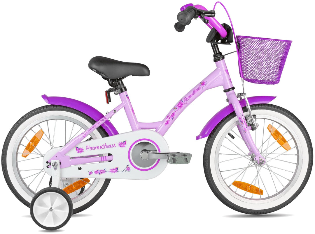Kinderfahrrad 16 Zoll ab 4 - 5 Jahre mit Stützräder in Violett – Kinderfahrrad 16 Zoll von prometheus - bikes | prometheus - bikes