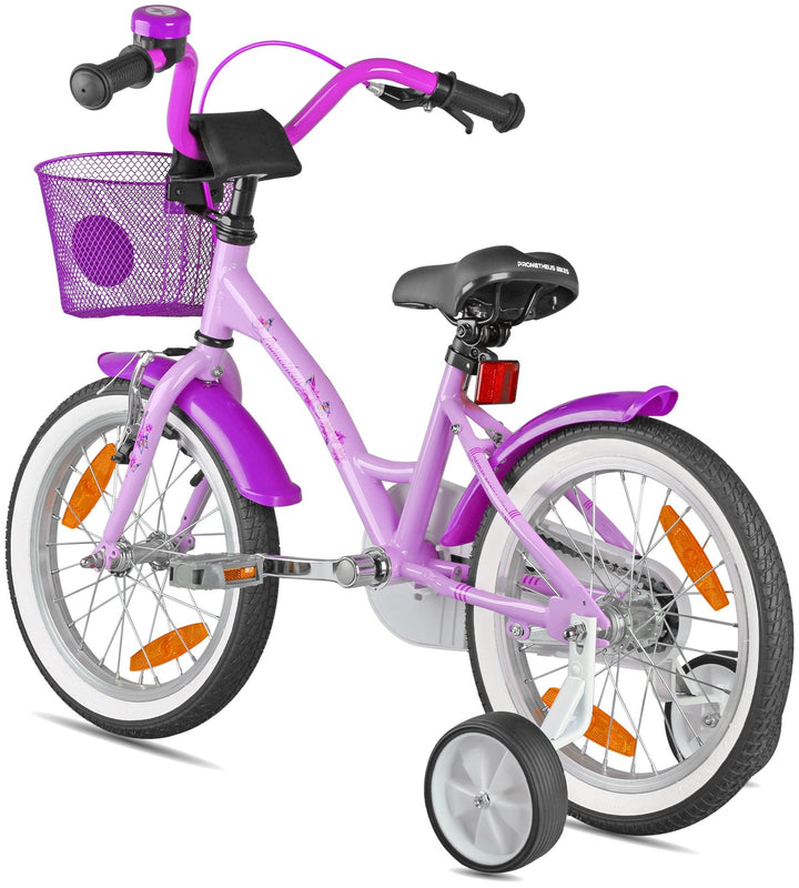 Kinderfahrrad 16 Zoll ab 4 - 5 Jahre mit Stützräder in Violett – Kinderfahrrad 16 Zoll von prometheus - bikes | prometheus - bikes