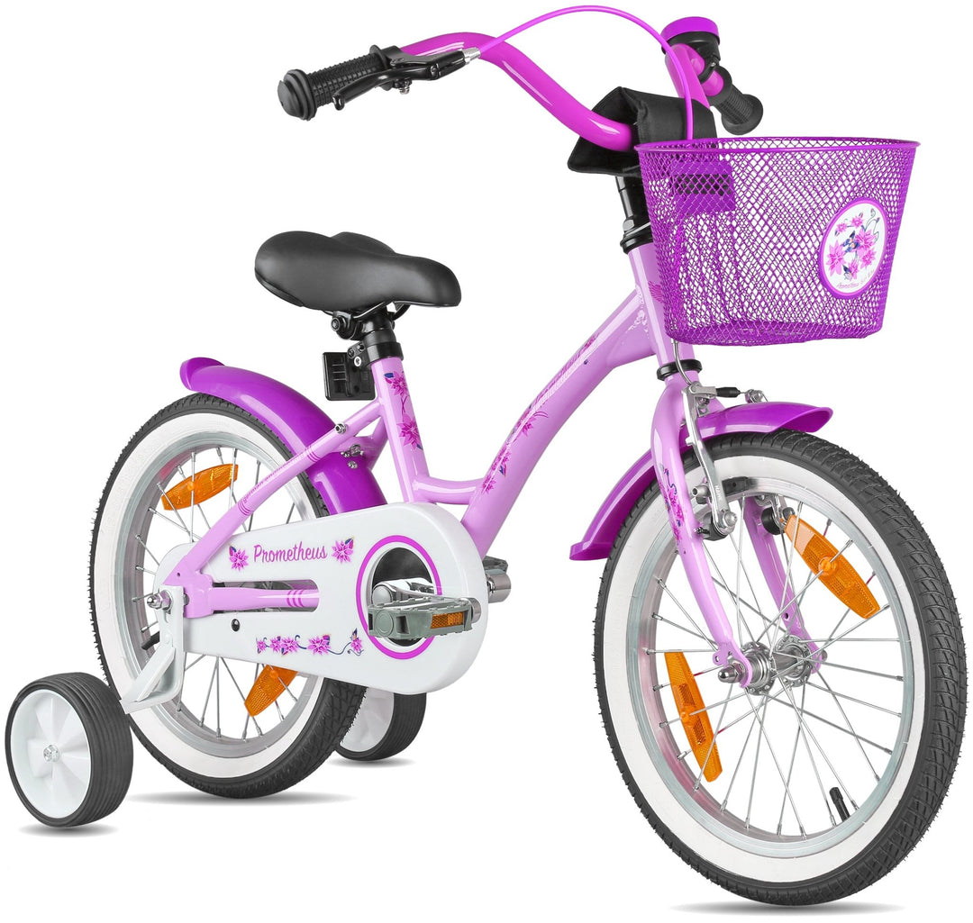 Kinderfahrrad 16 Zoll ab 4 - 5 Jahre mit Stützräder in Violett – Kinderfahrrad 16 Zoll von prometheus - bikes | prometheus - bikes