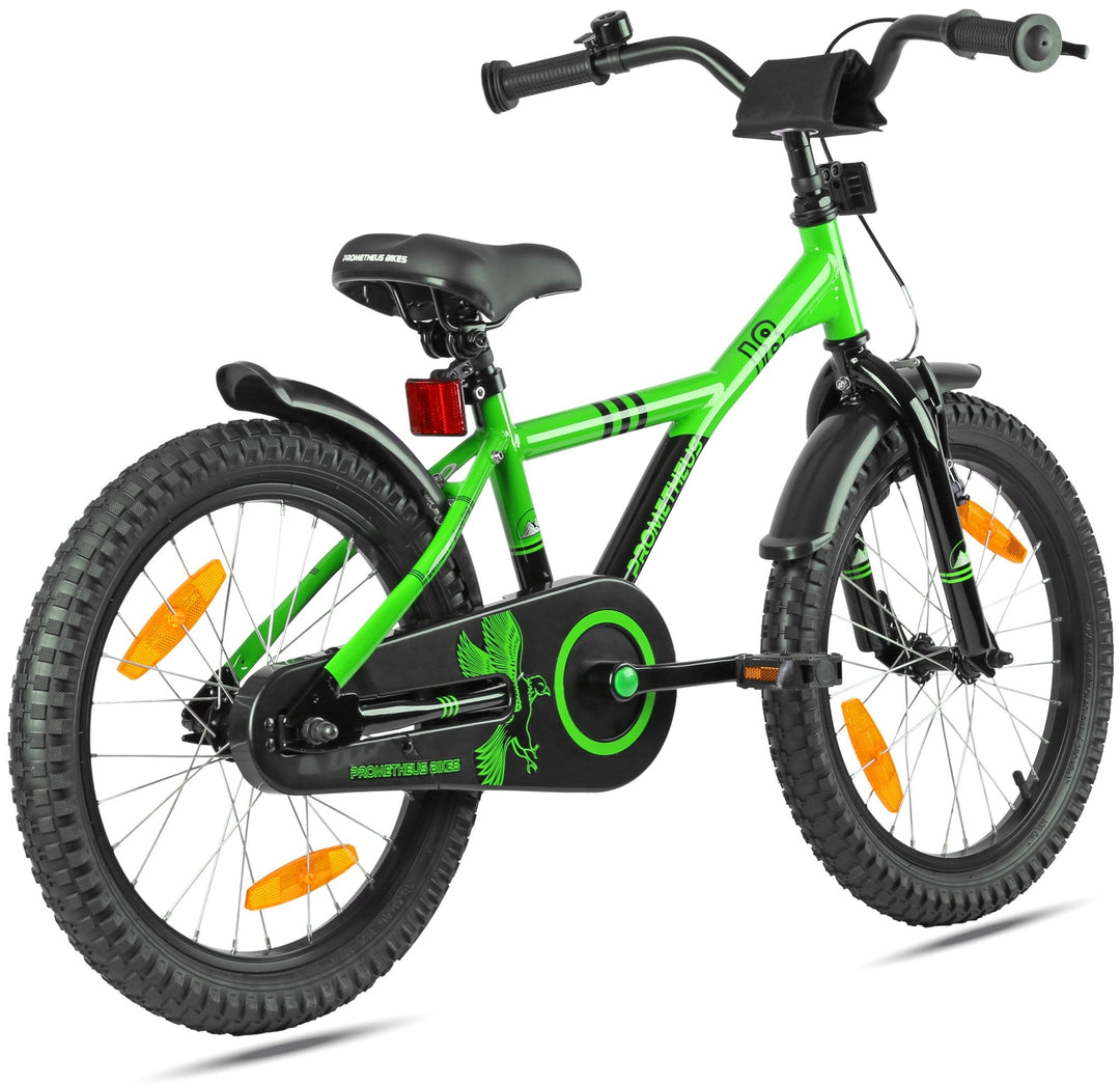 Kinderfahrrad 18 Zoll ab 5 Jahre in Grün & Schwarz – Kinderfahrrad 18 Zoll von prometheus - bikes | prometheus - bikes