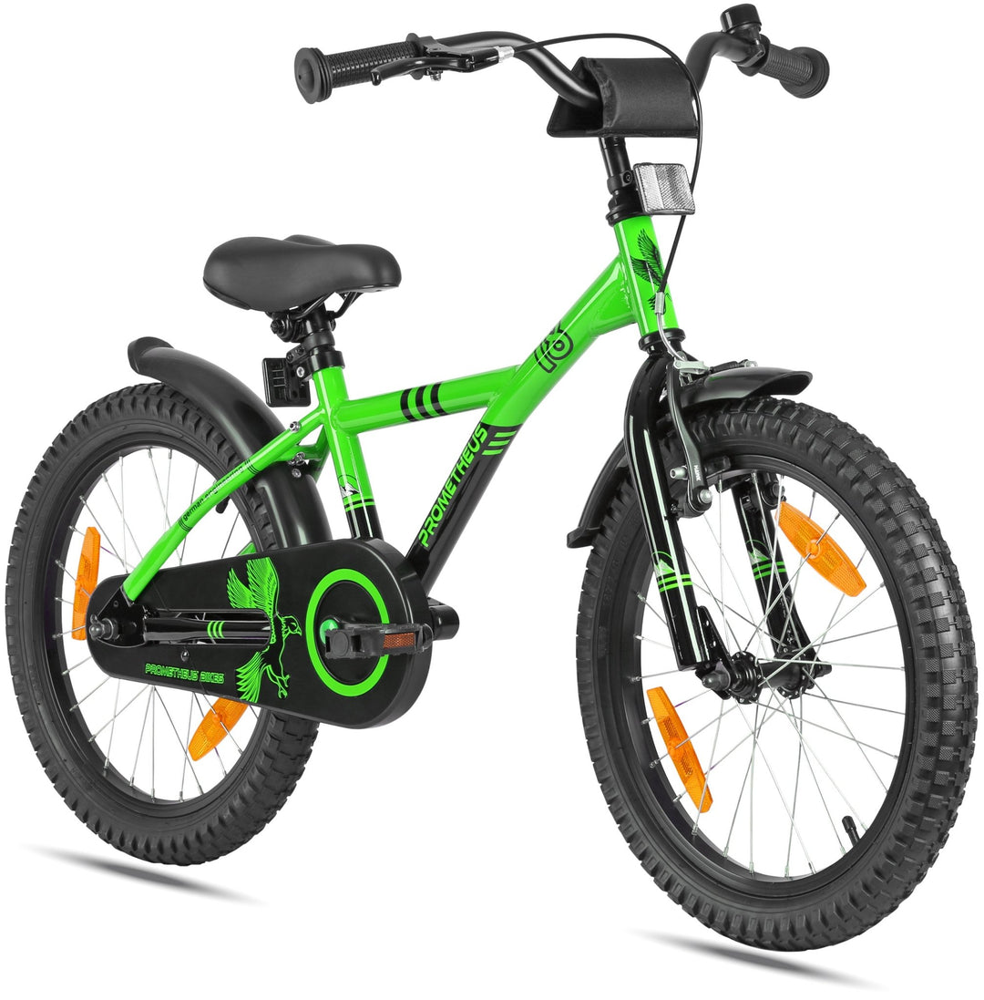 Kinderfahrrad 18 Zoll ab 5 Jahre in Grün & Schwarz – Kinderfahrrad 18 Zoll von prometheus - bikes | prometheus - bikes