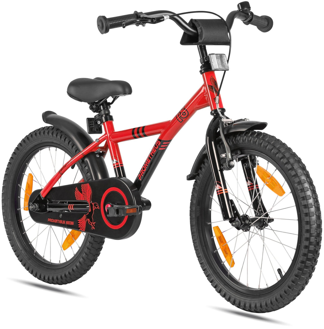 Kinderfahrrad 18 Zoll ab 5 Jahre in Rot & Schwarz – Kinderfahrrad 18 Zoll von prometheus - bikes | prometheus - bikes