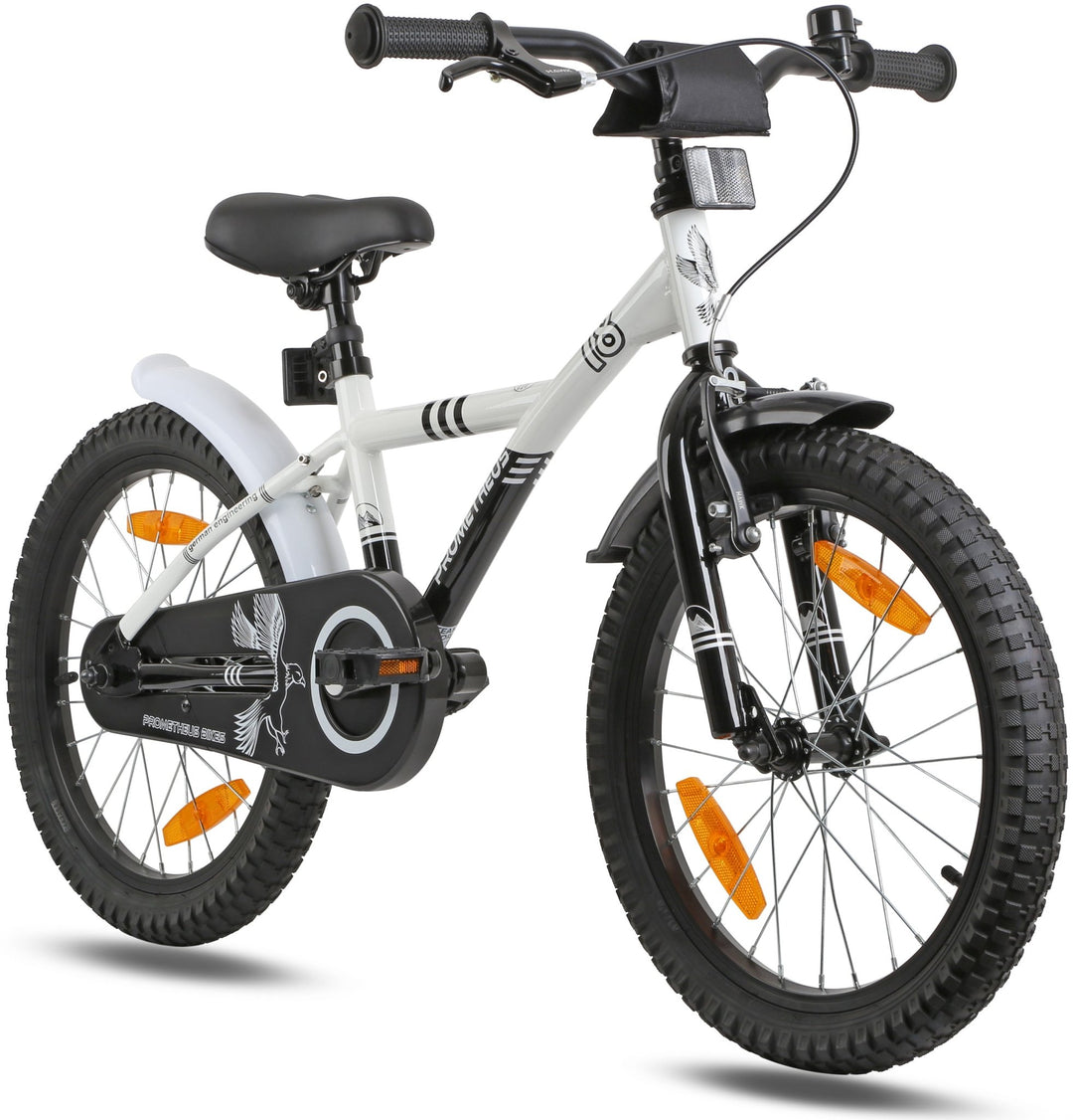 Kinderfahrrad 18 Zoll ab 5 Jahre Weiß & Schwarz – Kinderfahrrad 18 Zoll von prometheus - bikes | prometheus - bikes