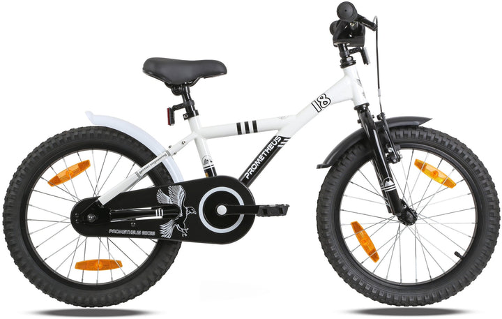 Kinderfahrrad 18 Zoll ab 5 Jahre Weiß & Schwarz – Kinderfahrrad 18 Zoll von prometheus - bikes | prometheus - bikes
