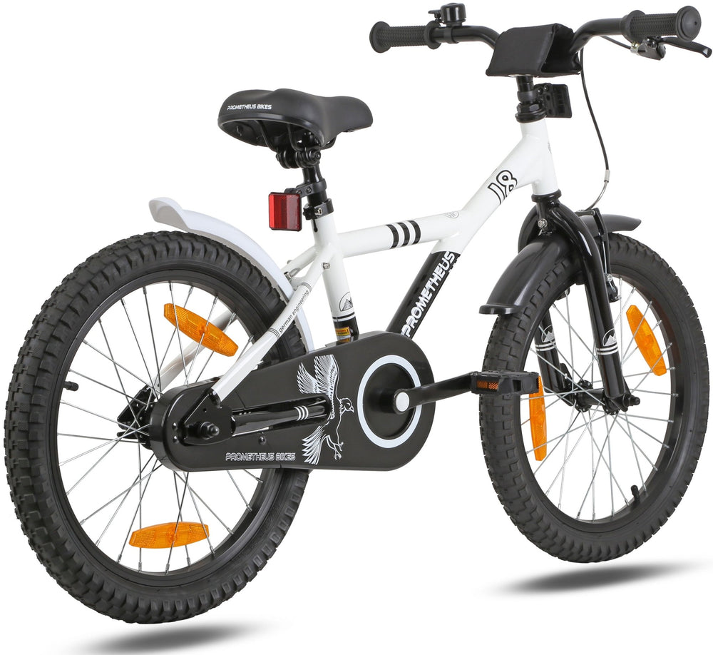 Kinderfahrrad 18 Zoll ab 5 Jahre Weiß & Schwarz – Kinderfahrrad 18 Zoll von prometheus - bikes | prometheus - bikes