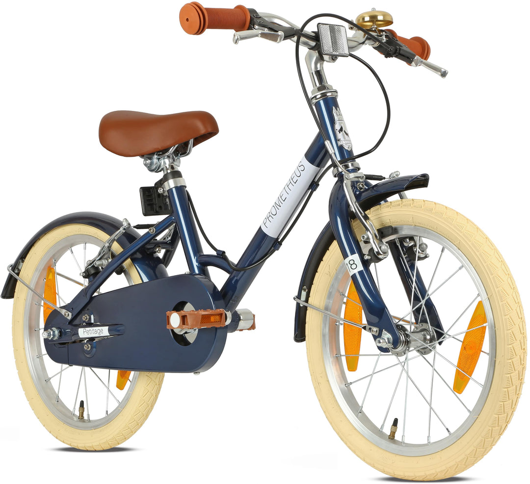 Kinderfahrrad 18 Zoll in Blau Retro-Design, Vorderansicht