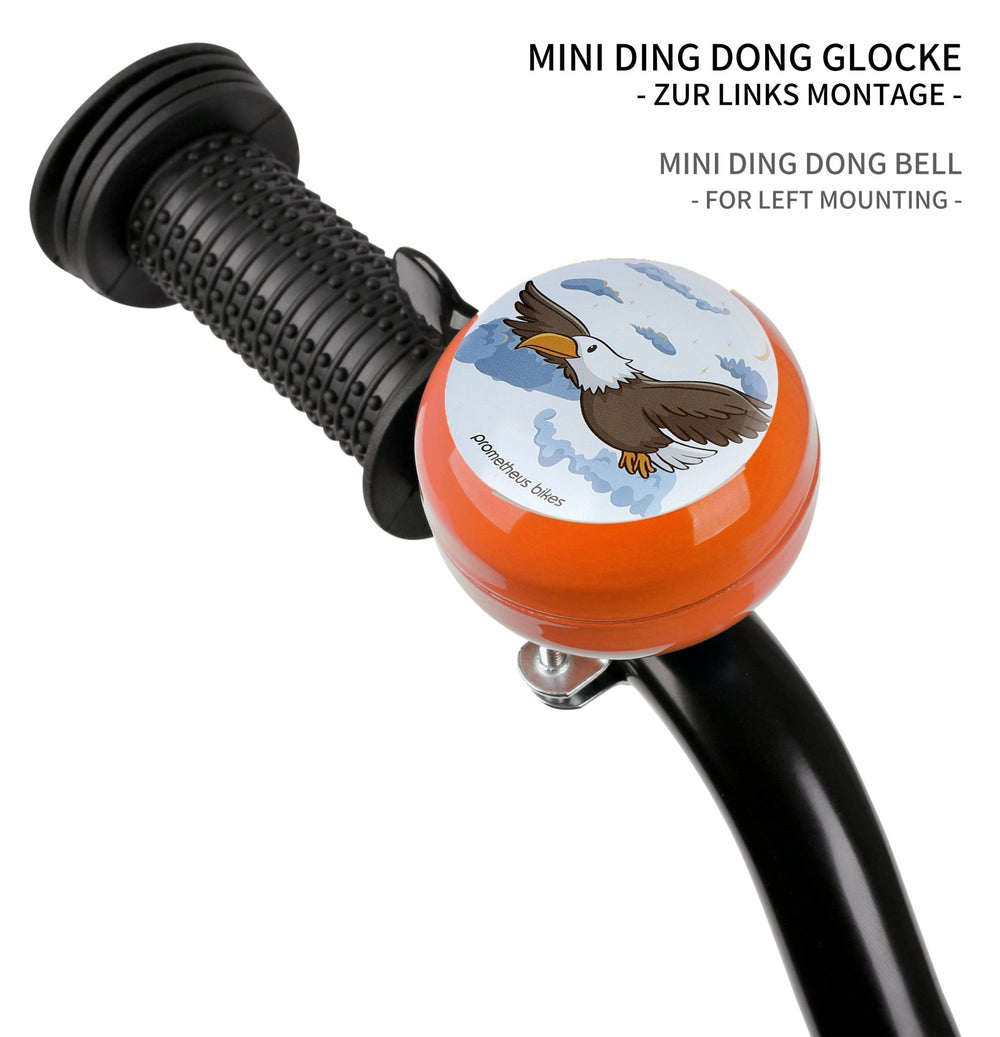 Klingel für Kinder - Ding Dong Glocke - 60 mm - Links Montage in Orange – Fahrradklingel von prometheus - bikes | prometheus - bikes