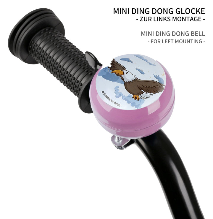 Klingel für Kinder - Ding Dong Glocke - 60 mm - Links Montage in Rosa – Fahrradklingel von prometheus - bikes | prometheus - bikes