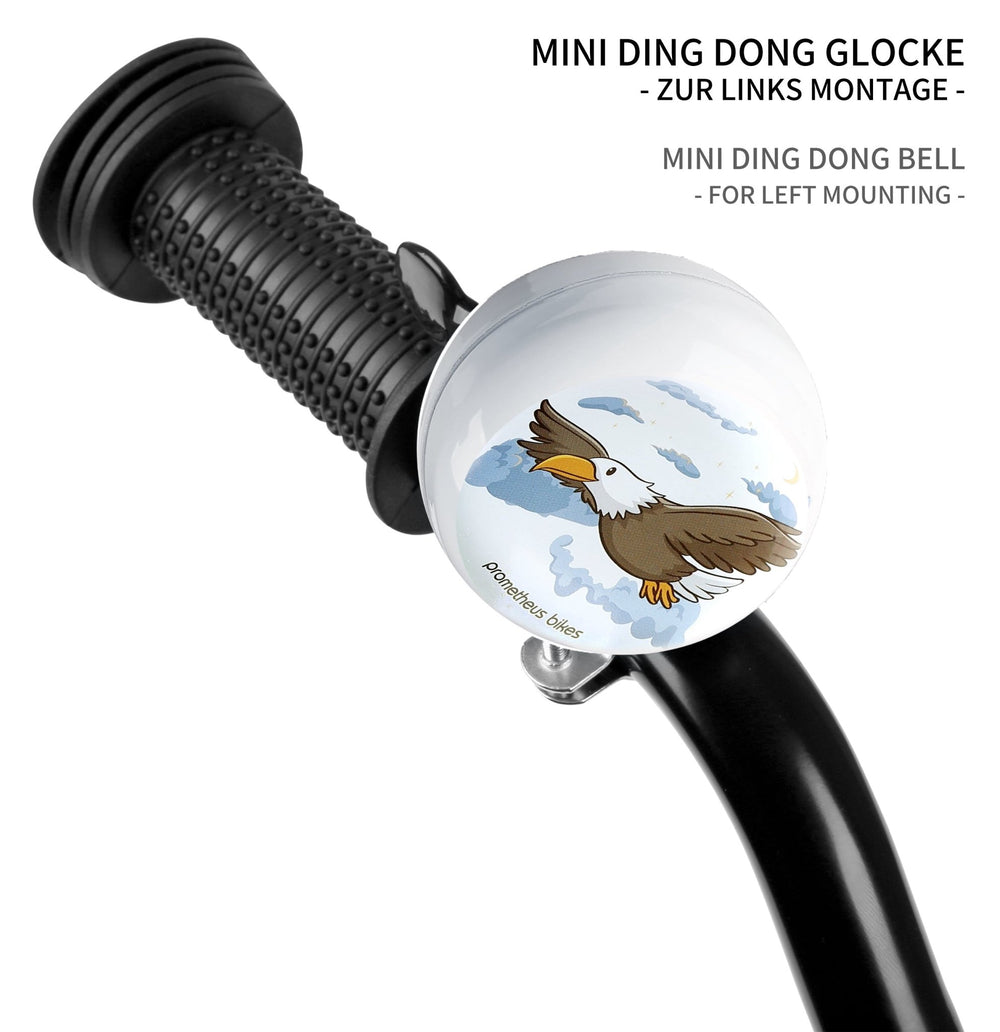 Klingel für Kinder - Ding Dong Glocke - 60 mm - Links Montage in Weiß – Fahrradklingel von prometheus - bikes | prometheus - bikes