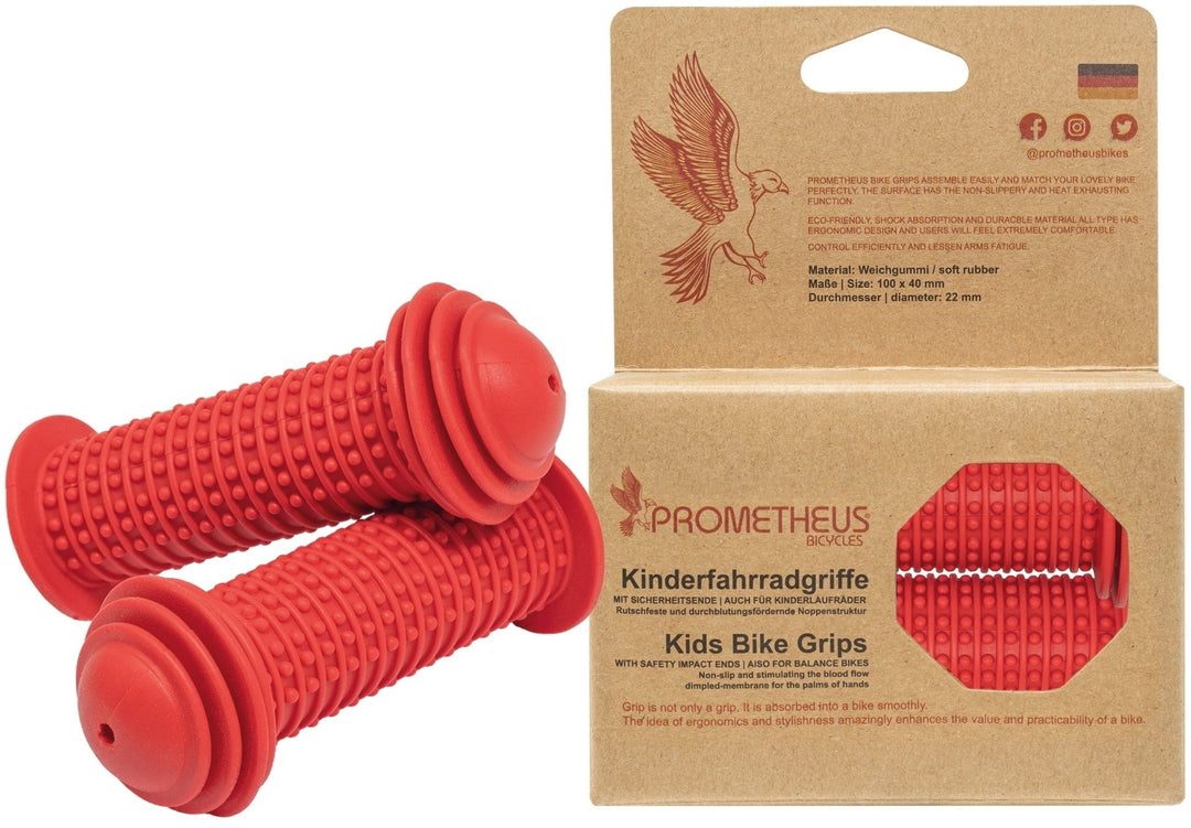 Lenkergriffe Kinder mit Sicherheitsende in Rot – Lenkergriffe von prometheus - bikes | prometheus - bikes