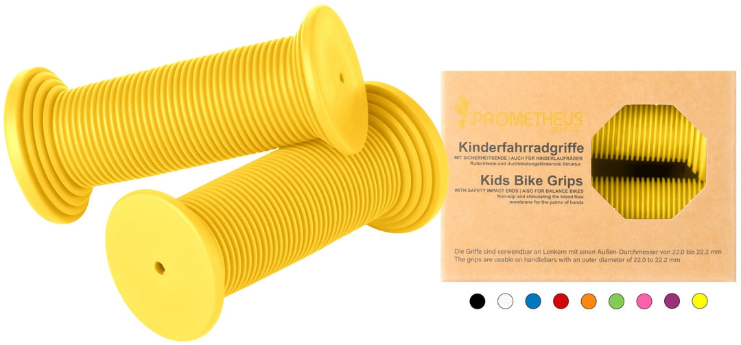 Lenkergriffe Kinder mit Sicherheitsende Kraton - Gummi in Gelb – Lenkergriffe von prometheus - bikes | prometheus - bikes