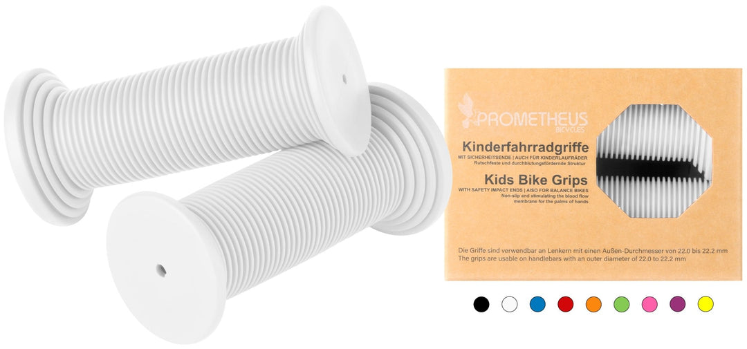 Lenkergriffe Kinder mit Sicherheitsende Kraton - Gummi in Weiß – Lenkergriffe von PROMETHEUS BIKES | PROMETHEUS BIKES