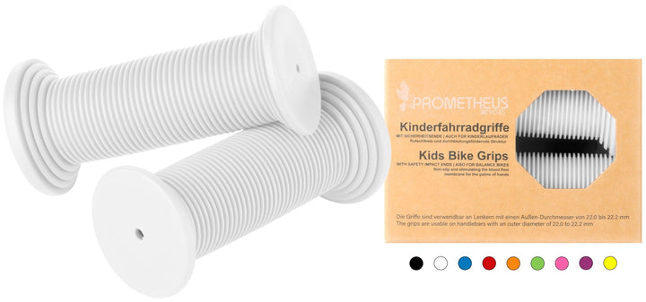 Lenkergriffe Kinder mit Sicherheitsende Kraton - Gummi in Weiß – Lenkergriffe von PROMETHEUS BIKES | PROMETHEUS BIKES