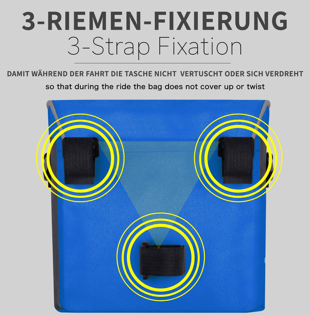 Lenkertasche mit Tragegurt & 3 Riemen Sicherung in Blau – Lenkertaschen von prometheus - bikes | prometheus - bikes
