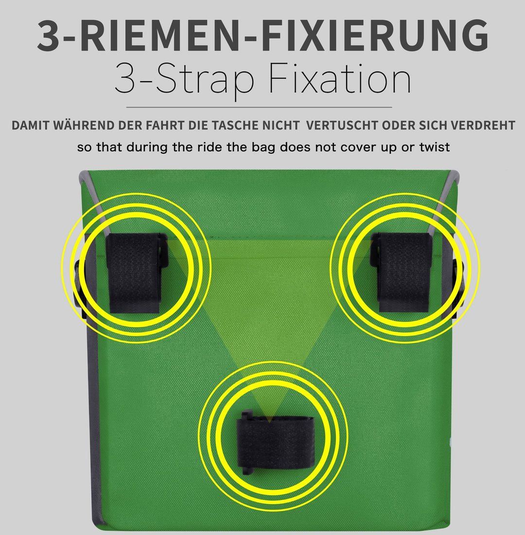 Lenkertasche mit Tragegurt & 3 Riemen Sicherung in Grün – Lenkertaschen von prometheus - bikes | prometheus - bikes