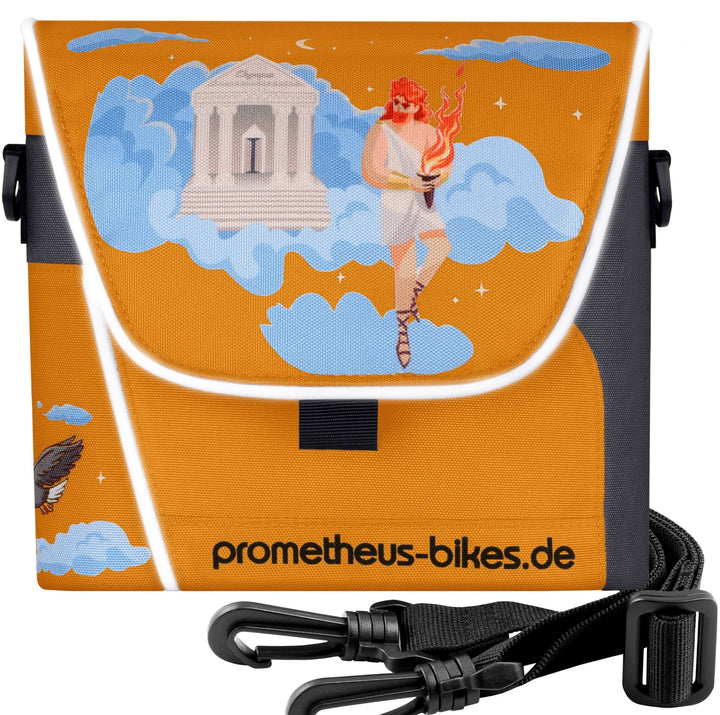 Lenkertasche mit Tragegurt & 3 Riemen Sicherung in Orange – Lenkertaschen von prometheus - bikes | prometheus - bikes