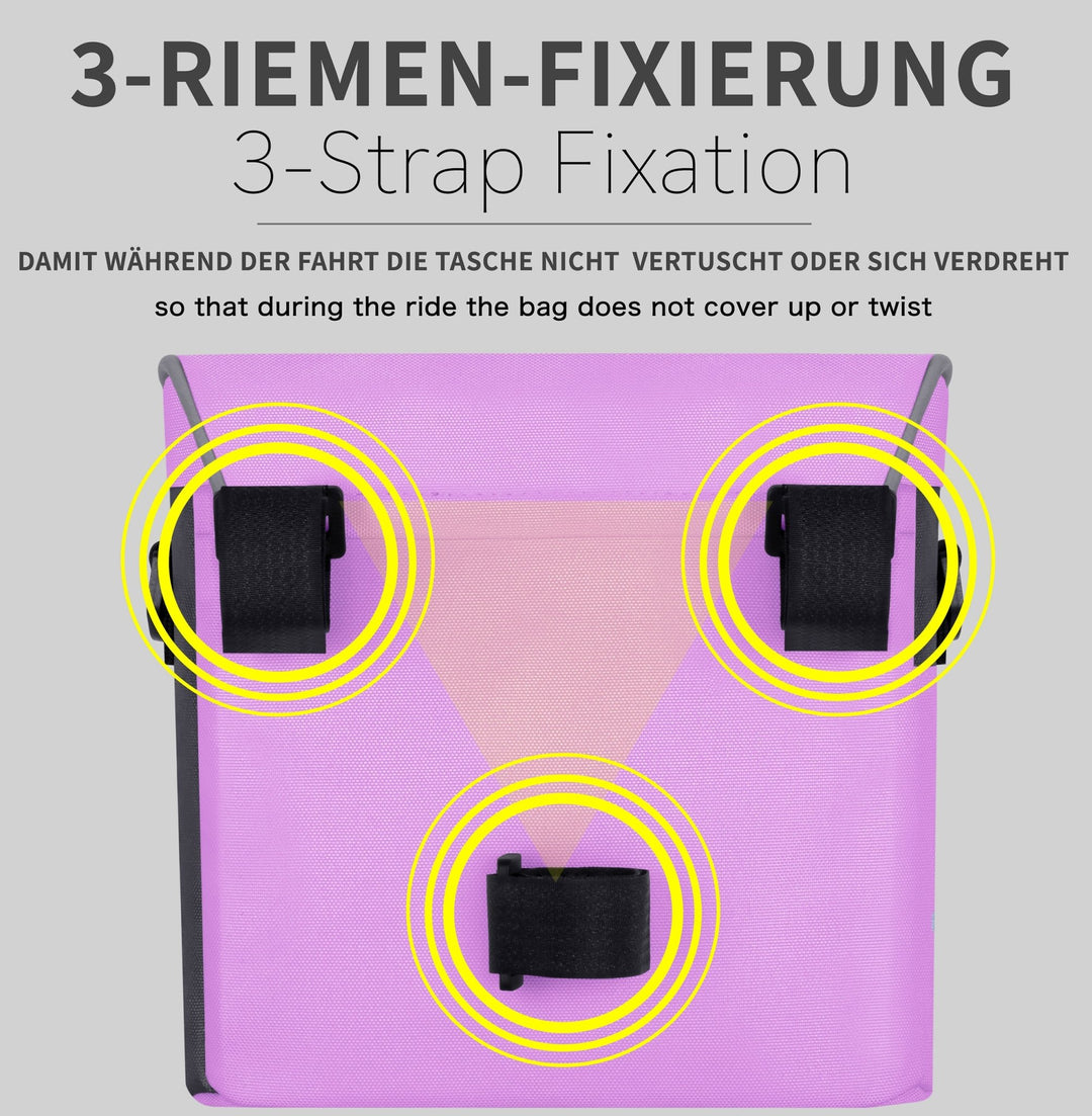 Lenkertasche mit Tragegurt & 3 Riemen Sicherung in Rosa – Lenkertaschen von prometheus - bikes | prometheus - bikes