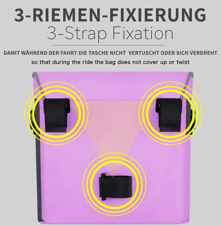 Lenkertasche mit Tragegurt & 3 Riemen Sicherung in Rosa – Lenkertaschen von prometheus - bikes | prometheus - bikes