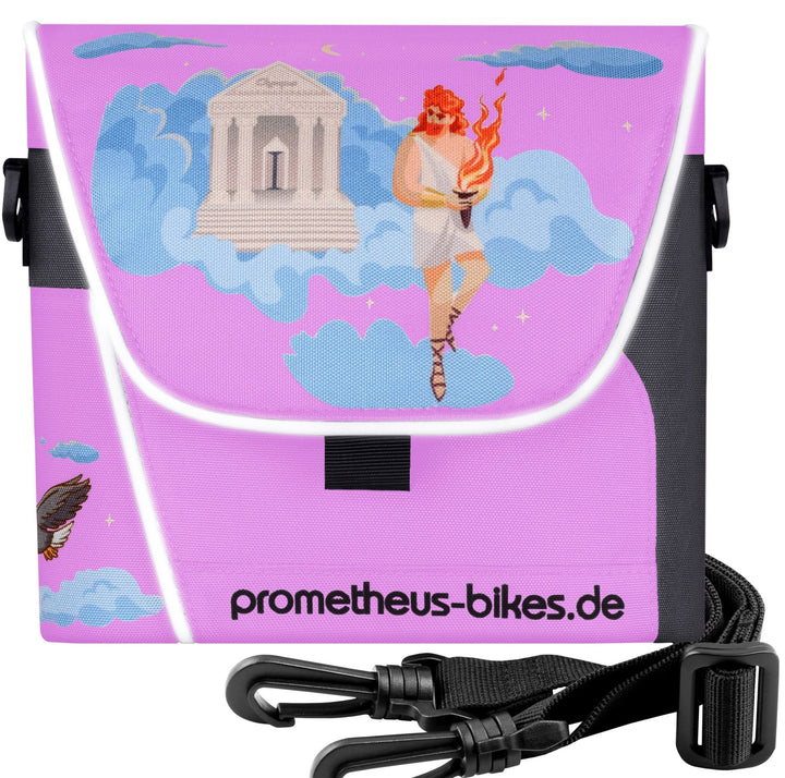 Lenkertasche mit Tragegurt & 3 Riemen Sicherung in Rosa – Lenkertaschen von prometheus - bikes | prometheus - bikes