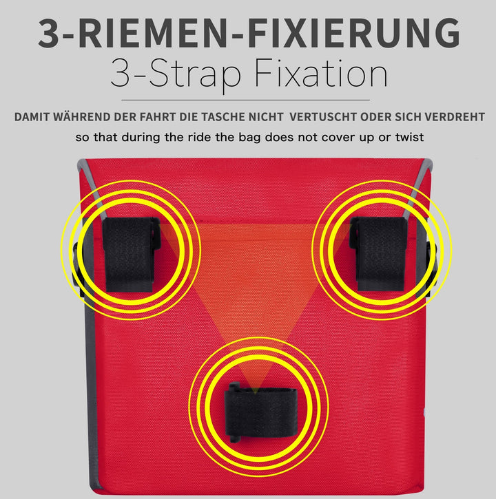 Lenkertasche mit Tragegurt & 3 Riemen Sicherung in Rot – Lenkertaschen von prometheus - bikes | prometheus - bikes