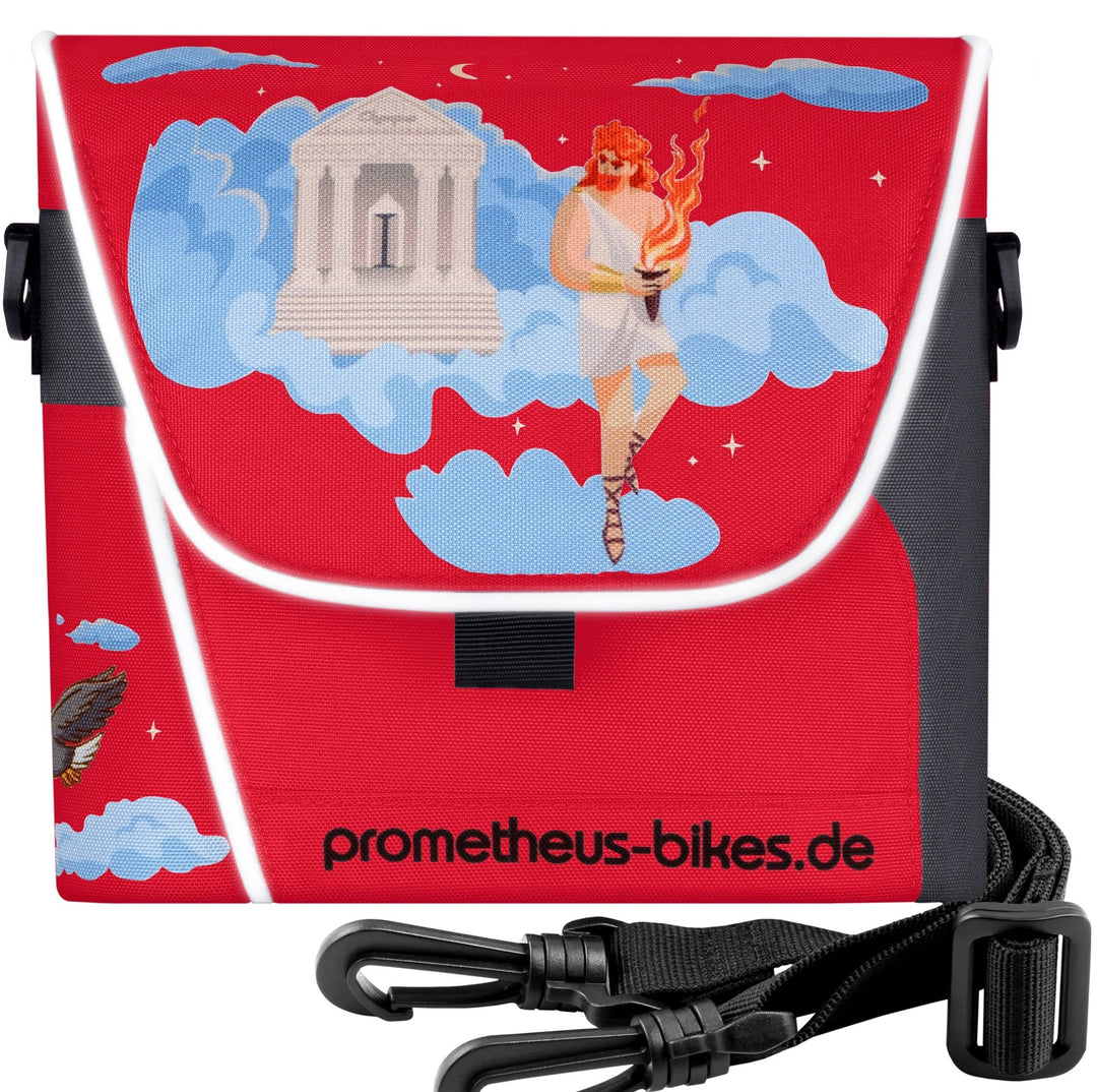 Lenkertasche mit Tragegurt & 3 Riemen Sicherung in Rot – Lenkertaschen von prometheus - bikes | prometheus - bikes
