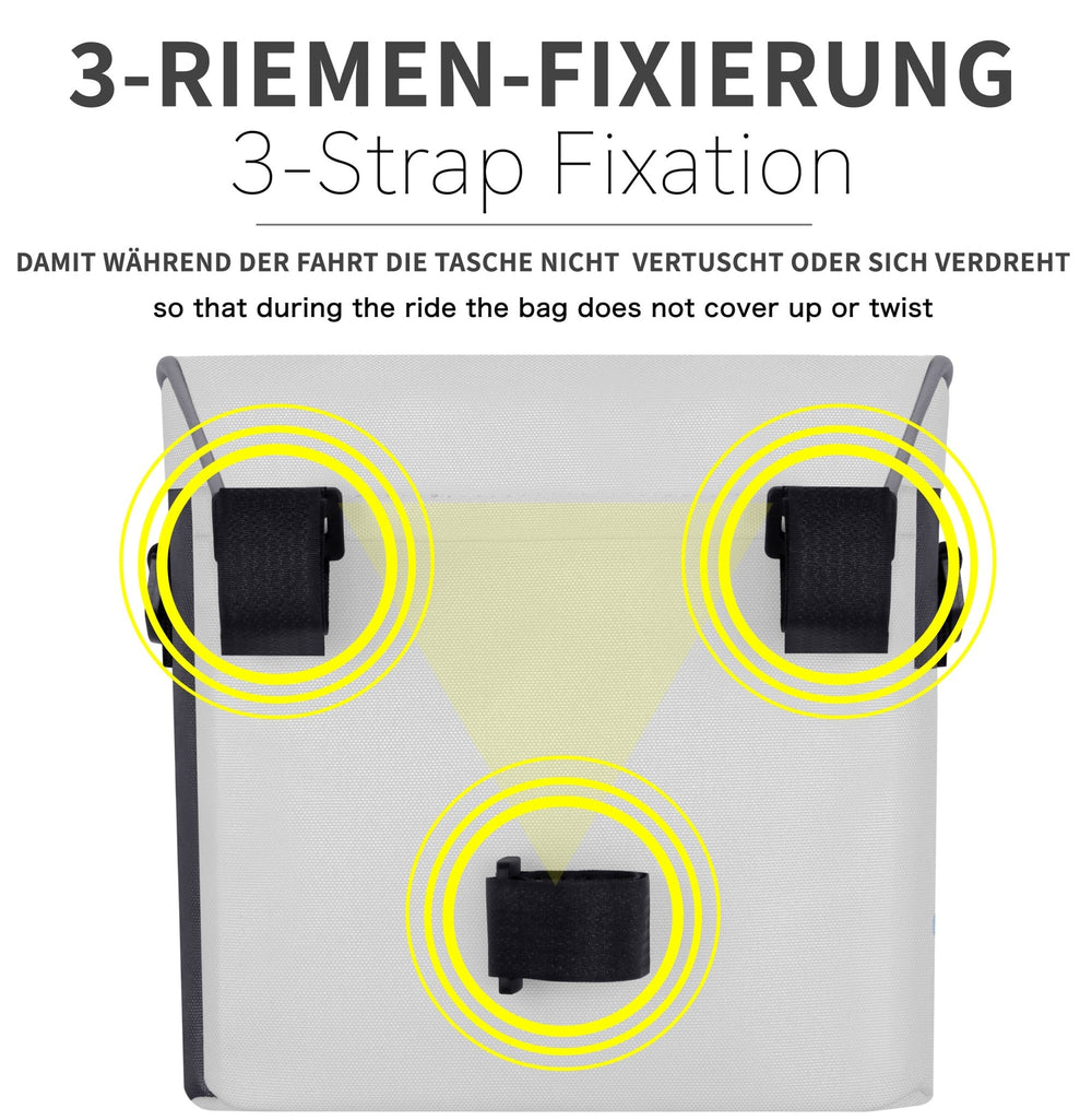 Lenkertasche mit Tragegurt & 3 Riemen Sicherung in Weiß – Lenkertaschen von prometheus - bikes | prometheus - bikes