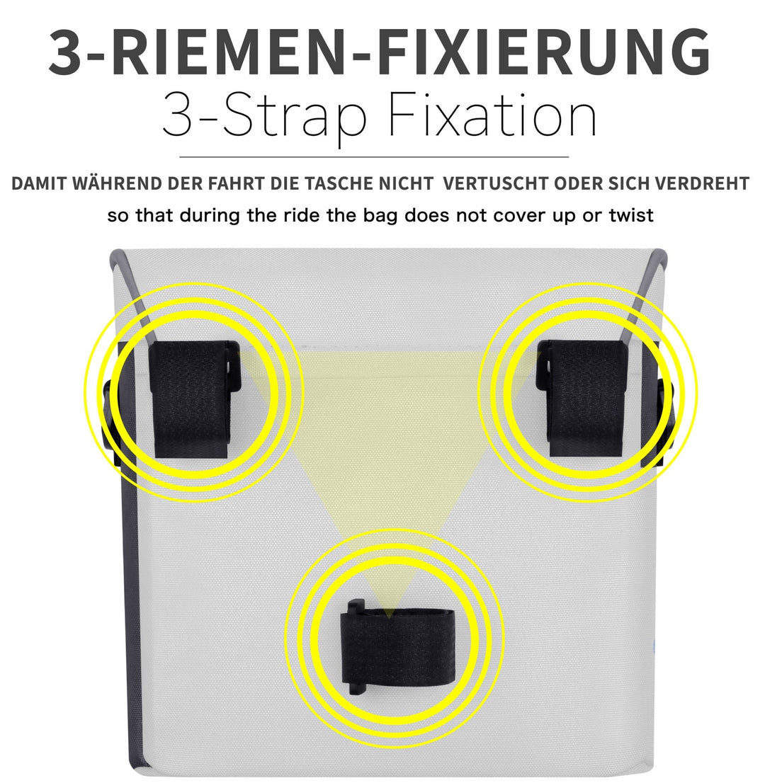 Lenkertasche mit Tragegurt & 3 Riemen Sicherung in Weiß – Lenkertaschen von prometheus - bikes | prometheus - bikes