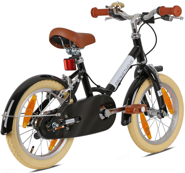 RETRO Kinderrad ab 3 - 4 Jahre in 14 Zoll | Schwarz – Kinderfahrrad 14 Zoll von prometheus - bikes | prometheus - bikes