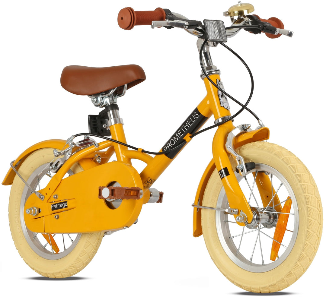 RETRO Kinderrad ab 3 Jahre in 12 Zoll | Gelb – Kinderfahrrad 14 Zoll von prometheus - bikes | prometheus - bikes