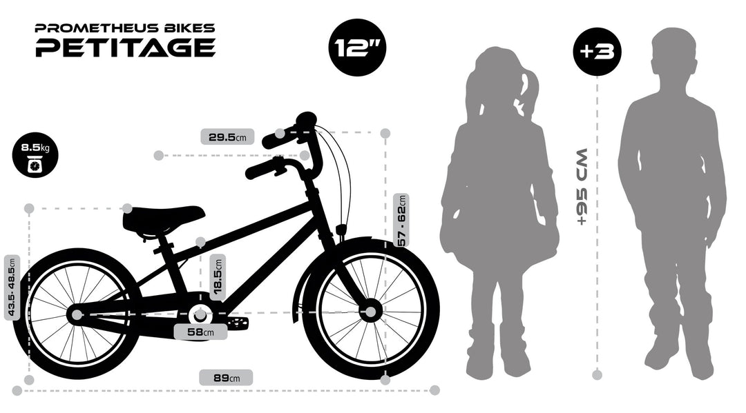 RETRO Kinderrad ab 3 Jahre in 12 Zoll | Schwarz – Kinderfahrrad 14 Zoll von prometheus - bikes | prometheus - bikes
