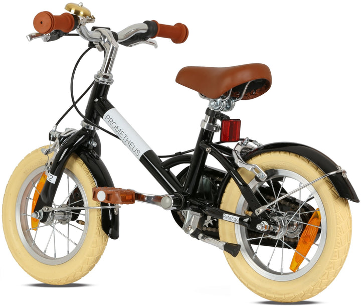RETRO Kinderrad ab 3 Jahre in 12 Zoll | Schwarz – Kinderfahrrad 14 Zoll von prometheus - bikes | prometheus - bikes