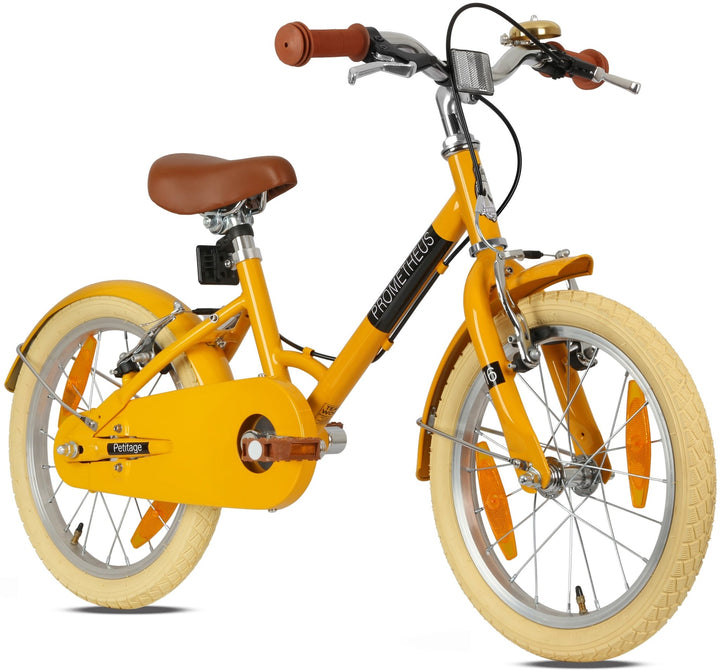 RETRO Kinderrad ab 4 - 5 Jahre in 16 Zoll | Gelb – Kinderfahrrad 16 Zoll von prometheus - bikes | prometheus - bikes