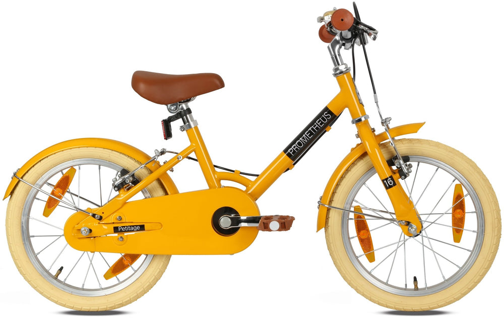 RETRO Kinderrad ab 4 - 5 Jahre in 16 Zoll | Gelb – Kinderfahrrad 16 Zoll von prometheus - bikes | prometheus - bikes