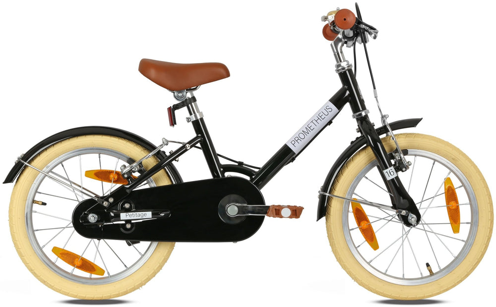 RETRO Kinderrad ab 4 - 5 Jahre in 16 Zoll | Schwarz – Kinderfahrrad 16 Zoll von prometheus - bikes | prometheus - bikes