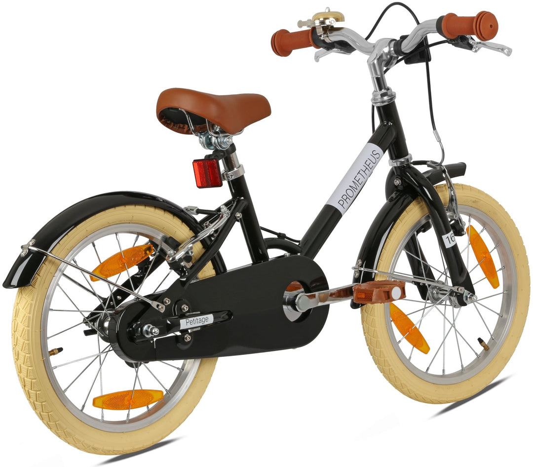 RETRO Kinderrad ab 4 - 5 Jahre in 16 Zoll | Schwarz – Kinderfahrrad 16 Zoll von prometheus - bikes | prometheus - bikes