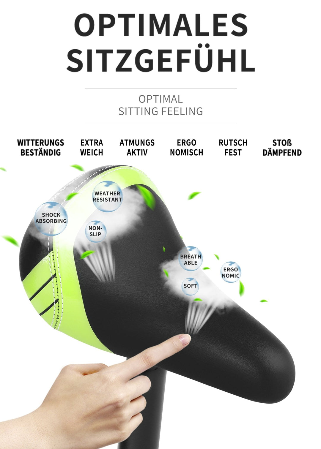 Sattel inkl. Stütze für 10 - 12 Zoll Laufräder & Kinderräder 25.4 mm in Grün – Fahrradsättel von prometheus - bikes | prometheus - bikes