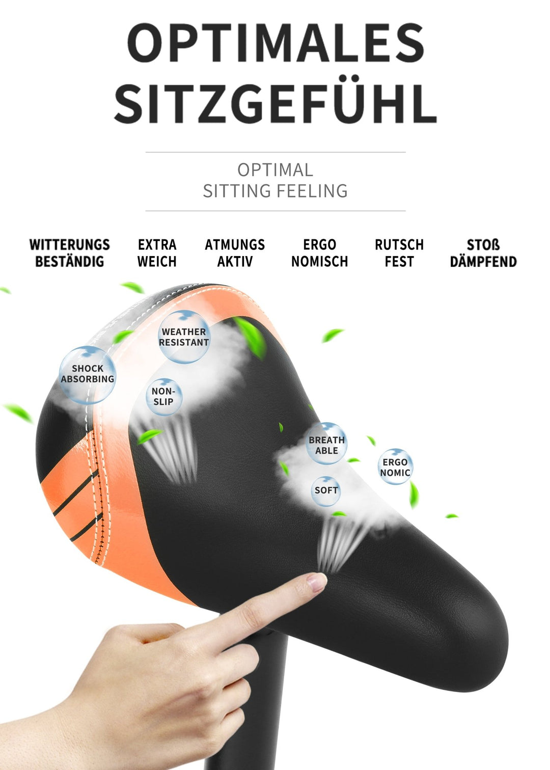 Sattel inkl. Stütze für 10 - 12 Zoll Laufräder & Kinderräder 25.4 mm in Orange – Fahrradsättel von prometheus - bikes | prometheus - bikes