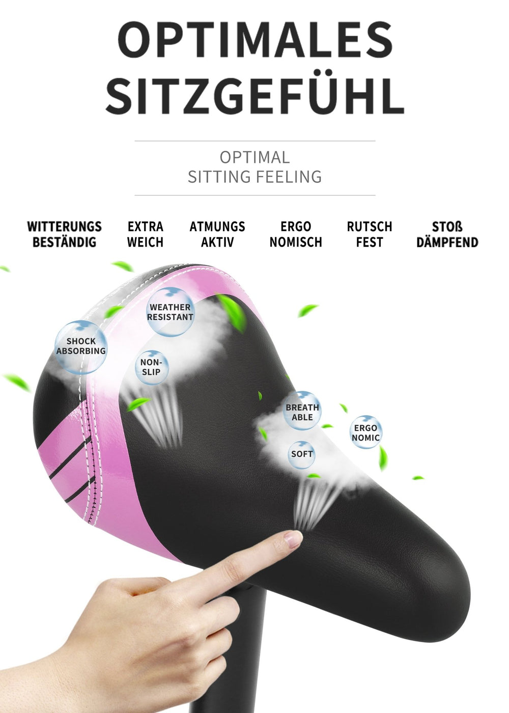 Sattel inkl. Stütze für 10 - 12 Zoll Laufräder & Kinderräder 25.4 mm in Rosa – Fahrradsättel von prometheus - bikes | prometheus - bikes