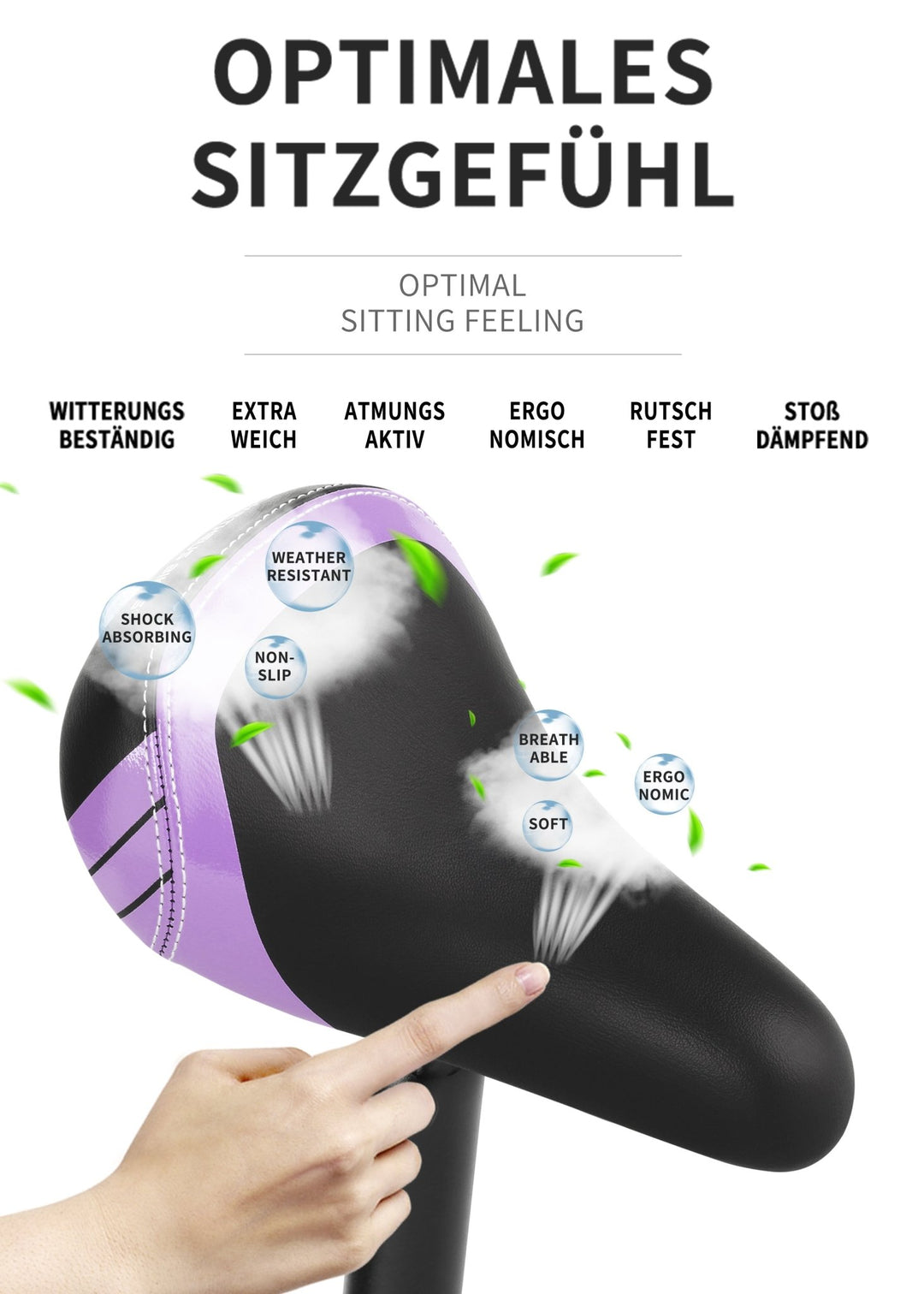 Sattel inkl. Stütze für 10 - 12 Zoll Laufräder & Kinderräder 25.4 mm in Violett – Fahrradsättel von prometheus - bikes | prometheus - bikes